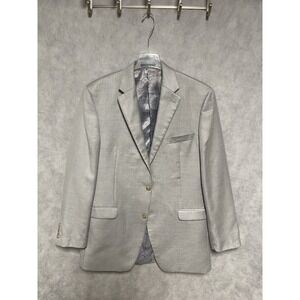 Chaps Blazer Men 42L Gray Birds Eye Linen‎ Blend Flannel Coat Ralph Lauren Luxe